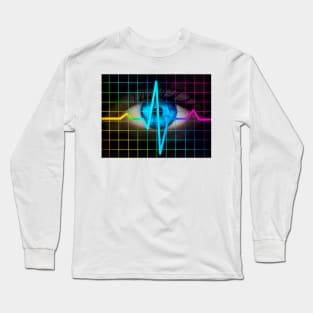 Computer artwork of heartbeat ECG and human eye (P420/0321) Long Sleeve T-Shirt